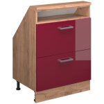 Armoire sous pente de toit rion, rouge brillant / ch�ne dor�, avec 2 tiroirs, vicco