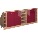 Armoire sous pente de toit rion, rouge brillant / ch�ne dor�, lot de 5, vicco