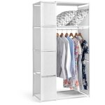 Armoire suspendue � double rang�e et 4 niveaux avec rideaux et compartiments de rangement ? armoire en ...