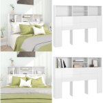 Armoire de tte de lit blanc brillant 140x19x103, 5 cm - tte de lit design - tte de lit rangement - ...