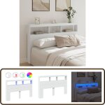Armoire t�te de lit avec led blanc 160x17x102 cm - t�te de lit led - meuble de chambre - �clairage led ...