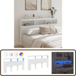Armoire t�te de lit avec led blanc 180x17x102 cm - t�te de lit led - meuble de chambre - �clairage led ...