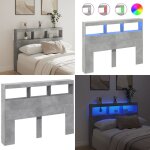 Armoire t�te de lit avec led gris b�ton 140x17x102 cm - t�te de lit led - meuble de chambre - �clairage ...