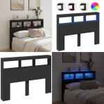 Armoire t�te de lit avec led noir 140x17x102 cm - t�te de lit led - meuble de chambre - �clairage led ...