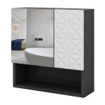 Vicco - armoire de toilette edge, noir, 54 x 55 cm avec porte et compartiments ouverts