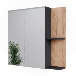 Vicco - armoire de toilette irma, anthracite / chne dor, 80x75cm
