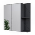 Vicco - armoire de toilette irma, anthracite haute brillance, 80x75cm