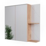 Vicco - armoire de toilette irma, chne dor / blanc brillant, 80x75cm