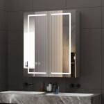 Armoire de toilette led 60x70 cm [livr�e d�j� mont�e] - prise et usb int�gr�s - miroir gris avec anti ...