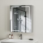 Armoire de toilette led 60x70 cm [livr�e mont�e] - prise & usb - design gris moderne - anti - bu�e & ...