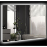 Armoire de toilette avec miroir et �clairage, meuble de rangement avec �tag�re r�glable, alimentation ...