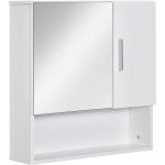 Armoire de toilette avec miroir, meuble de rangement mural � double porte et �tag�re r�glable, blanc