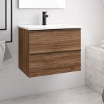 Toscohome - armoire de toilette murale 80 cm avec 2 commodes en noyer stri� - elius