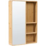 Armoire de toilette murale moderne en bois de bambou 61 x 41 cm avec miroir et porte coulissante avec ...