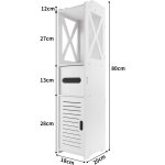 Armoire de toilette armoire de rangement haute toilette, blanche �tanche avec porte et �tag�re, armoire ...