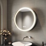 Sirhona - armoire de toilette ronde  led avec prise rasoir dsembuage 3 modes d'clairage 600x600mm ...