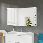 Bernstein - armoire de toilette suspendue blanc mat 120x18x70cm (lxpxh) 2 portes miroir, clairage led, ...