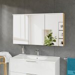 Bernstein - armoire de toilette suspendue chne miel 120x18x70cm (lxpxh) 2 portes miroir, clairage led, ...