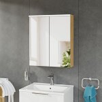 Bernstein - armoire de toilette suspendue chne miel 60x18x70cm (lxpxh) 2 portes miroir, clairage led, ...