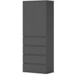 Vicco - armoire  vtements claus, anthracite, 74x191. 5cm avec 4 tiroirs