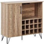 Armoire à vin en aggloméré buffet avec porte - bouteilles meuble de salle à manger marron clair eliston ... Armoire à vin en aggloméré buffet avec porte - bouteilles meuble de salle à manger marron clair eliston ...