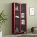 Armoire vitre skyl acier verre 180 x 80 x 35 cm rouge bordeaux [en. casa]