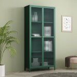 Armoire vitr�e s�kyl� acier verre 180 x 80 x 35 cm vert sapin [en. casa]