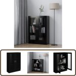 Armoire  vitrine noir 82, 5x30, 5x115 cm bois d'ingnierie - bibliothque - meuble tv - rangement intrieur ...