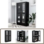 Vidaxl - armoire  vitrine noir 82, 5x30, 5x150 cm bois d'ingnierie - bibliothque - meuble tv - rangement ...