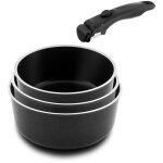 Arom - srie 3 casseroles 16, 18 et 20 cm avec poigne amovible