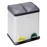 Step bin cr705 - 30l poubelle de recyclage avec pdale d'ouverture, en acier inoxydable, 2 seaux, 2 x ...