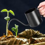 Arrosoir noir de 350 ml - petit arrosoir pour plantes d'int�rieur - en acier inoxydable - long bec - ...