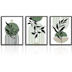Art mural boho vert sauge, tableau d�coration murale minimaliste abstraite g�om�trique botanique, affiche ...