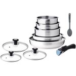 Arthur martin - batterie de cuisine induction am4485 - acier inoxydable - 10 pieces - poigne amovible ...