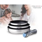 Arthur martin - set de 3 poeles am2196 - 20 - 24 - 26 cm - acier inoxydable - poigne amovible - tous ...