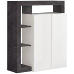 Arturo - meuble bar 2 portes blanc laqué encadrement niches aspect gris oxyde Arturo - meuble bar 2 portes blanc laqué encadrement niches aspect gris oxyde