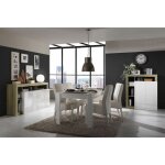 Arturo - s�jour complet table + buffet 4p blanc laqu� niches aspect bois cadiz