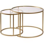 Asir group llc - ensemble de 2 tables gigognes rondes en m�tal et verre aurum