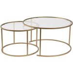 Asir group llc - ensemble de 2 tables gigognes rondes en mtal et verre auruma