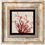 Asir group llc - tableau dcoratif en bois et mtal 20 x 20 cm arbre en fleurs