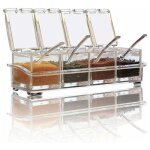 Assaisonnement box set, 4 pièces bouteilles transparentes sel spice jar, pots à Épices cuisine condiment ... Assaisonnement box set, 4 pièces bouteilles transparentes sel spice jar, pots à Épices cuisine condiment ...