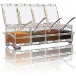 Assaisonnement box set, 4 pi�ces bouteilles transparentes sel spice jar, pots � �pices cuisine condiment ...