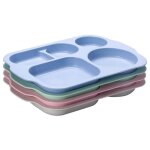 Assiettes 5 compartiments pour les enfants et adultes sans bpa et saines, plastique reutilisable plateau ...