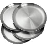 Assiettes en acier inoxydable 20 cm, assiettes lgres en mtal, incassables, non toxiques, lavables ...