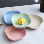 Assiette de collations incassables en paille de bl pour la maison, bol  salade carr avec os de fruits ...