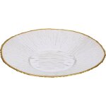 Assiette  dessert en verre avec bordure dore datura, 21 cm