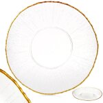 Assiette  dner en verre dor peu profonde et plate pour le dner, plateau  collations 28 cm