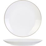 Assiette � plate blanche pearl gold 27 cm bande dor�e