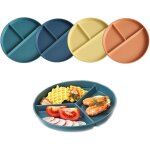 Assiette plate divise incassable, 4 pcs assiette  dner divise avec 3 compartiments assiette regime ...