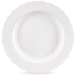 Assiette plate en porcelaine blanche avec bord ondule passe au lave vaisselle